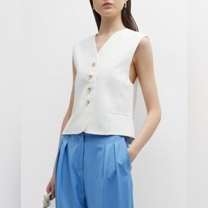 Loulou Studio Arup Tailored Linen Vest (XS) Ivory